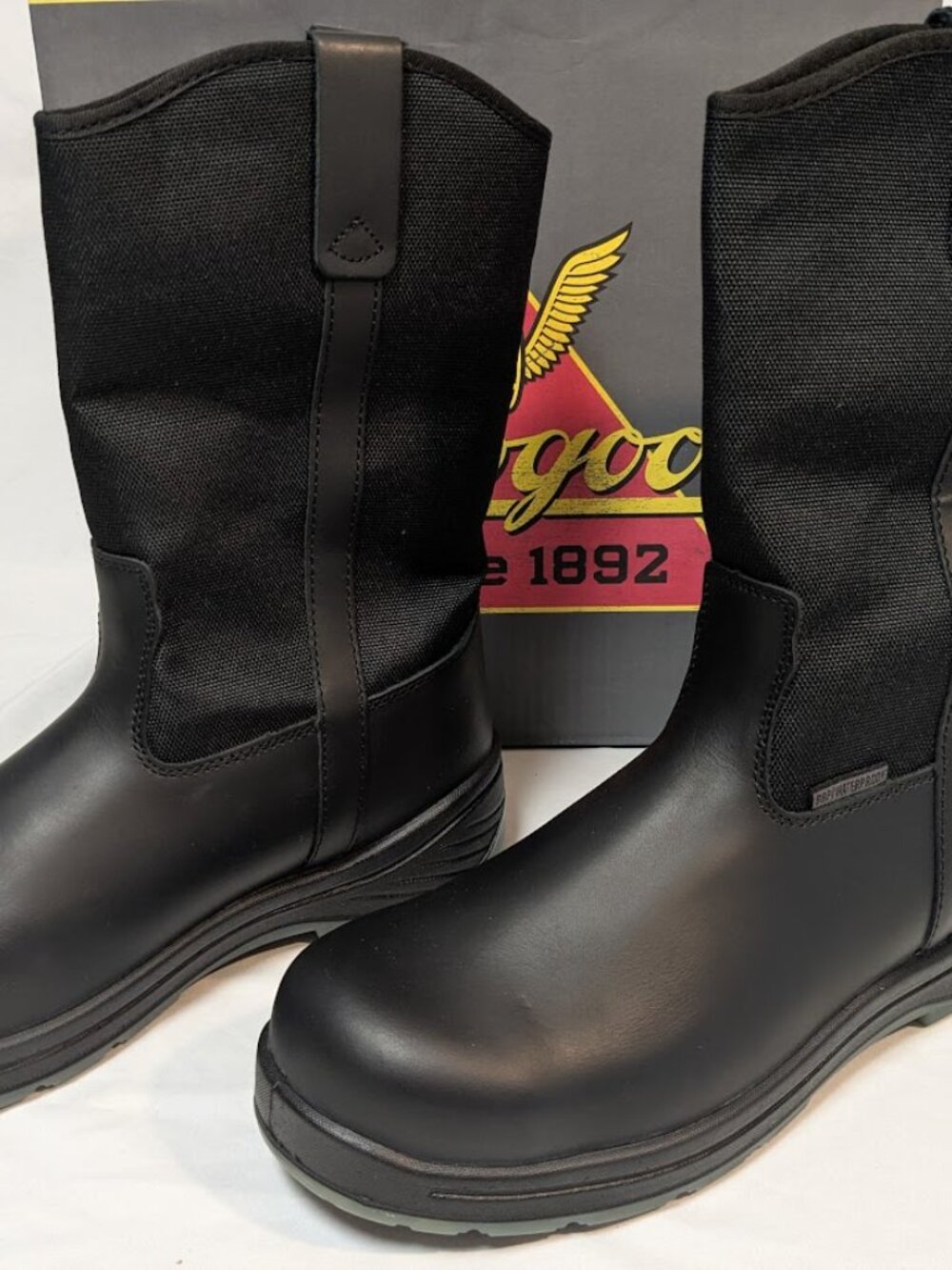 MEN'S 10.5-WIDE THOROGOOD 804-6136 Thoro-Flex 10″ Black Safety Toe Wellington - Picture 6 of 7